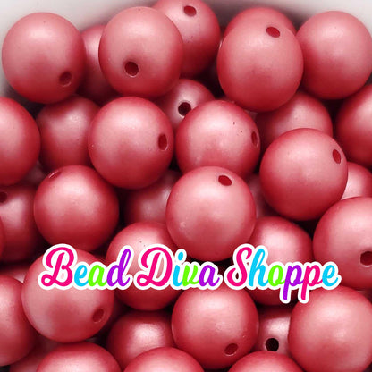 12mm - Set of 10 - RED MATTE PEARL Beads - Bubblegum - Rhinestone -   Acrylic Beads for Diy and Jewelry Making Supplies