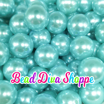 20mm - LIGHT BLUE - Pearl Chunky Bubblegum Beads - Round Acrylic Beads for Diy and Jewelry Making Supplies
