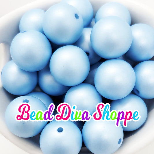 20mm - LIGHT BLUE MATTE Pearl - Chunky Bubblegum - Round Acrylic Beads for Diy and Jewelry Making Supplies