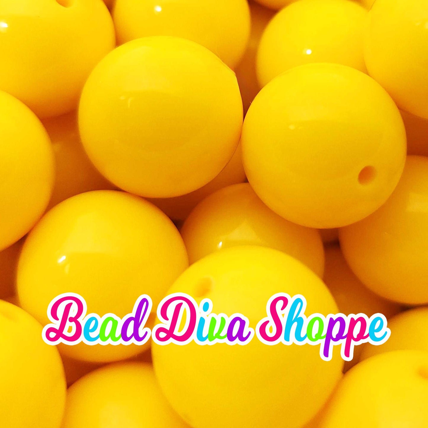 20mm - YELLOW -  Solid  Beads - Bubblegum - Round Acrylic Beads for Diy and Jewelry Making Supplies