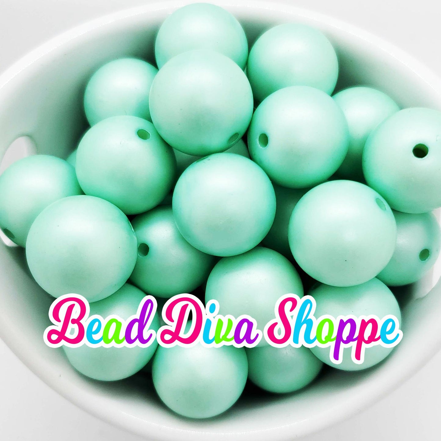 20mm - MINT GREEN - MATTE - Pearl Chunky Bubblegum - Round Acrylic Beads for Diy and Jewelry Making Supplies