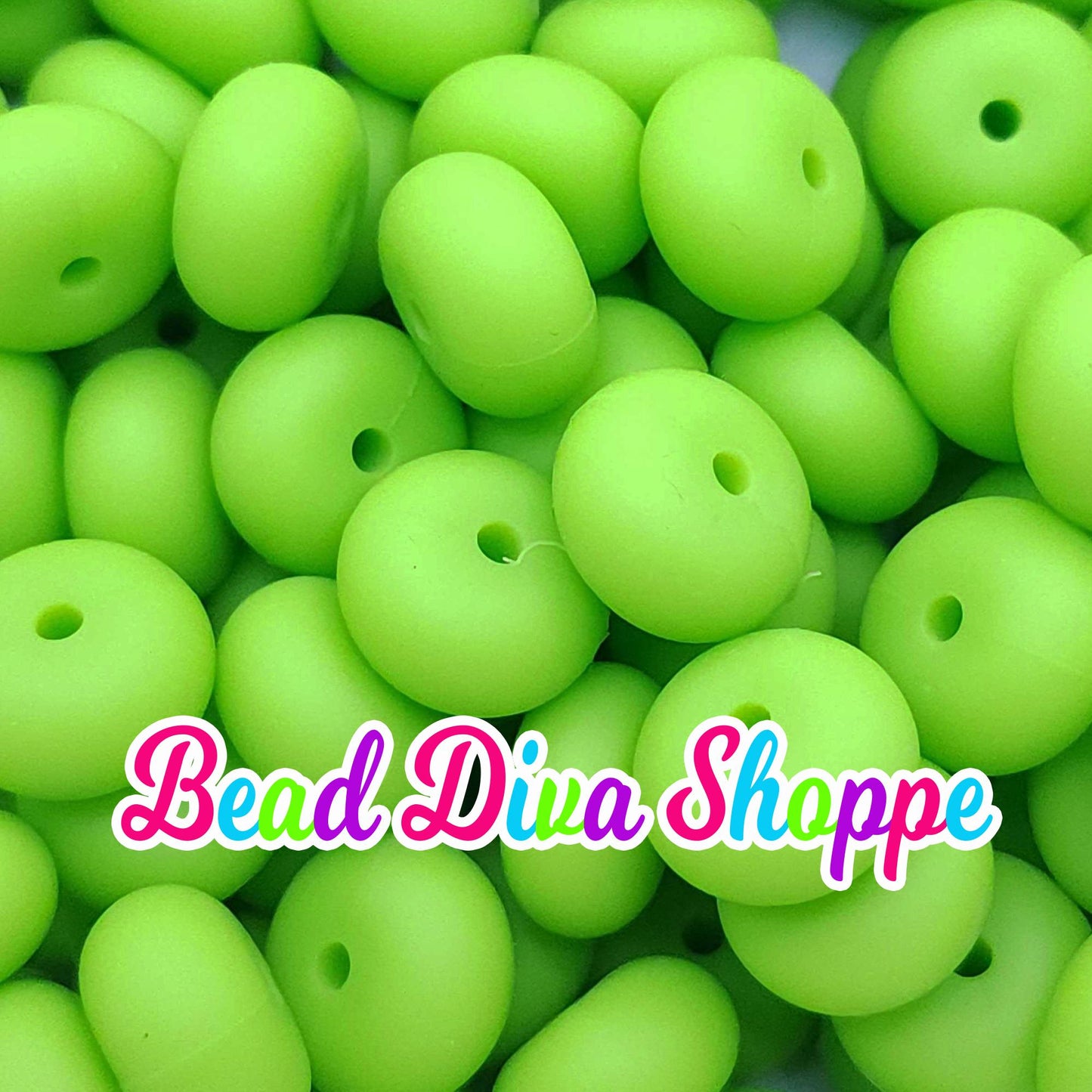 Set of 10 - LIME GREEN - 14mm Silicone Abacus Beads - DIY Jewelry Making - Beaded Pens - Keychains - Bracelets