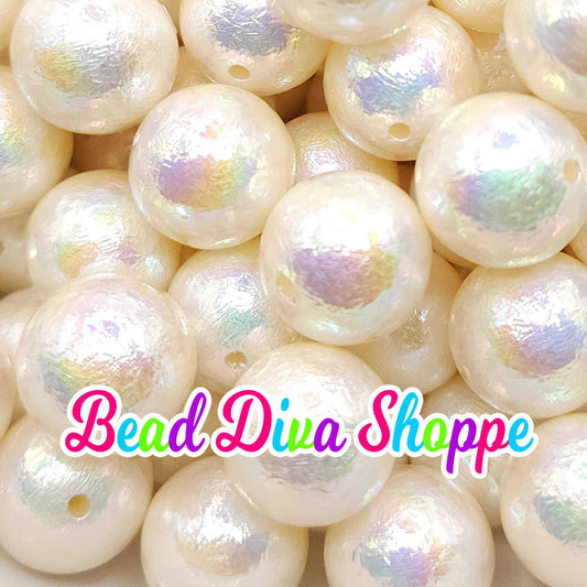 20mm - CREAM AB Wrinkle beads - Bubblegum - Round Acrylic Beads for Diy and Jewelry Making Supplies