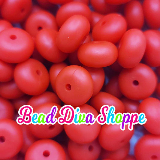 Set of 10 - SCARLET RED - 14mm Silicone Abacus Beads - DIY Jewelry Making - Beaded Pens - Keychains - Bracelets