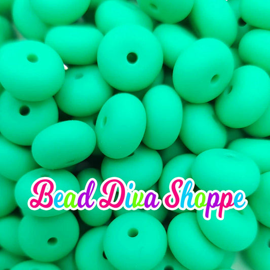 Set of 10 - EMERALD GREEN - 14mm Silicone Abacus Beads - DIY Jewelry Making - Beaded Pens - Keychains - Bracelets