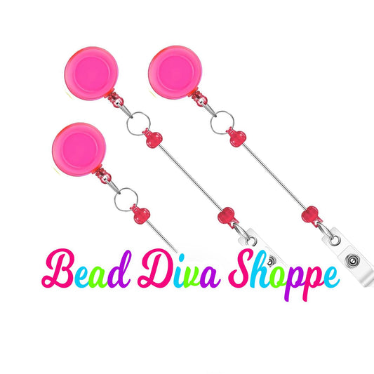 BEADABLE BADGE REELS - Hot Pink - Beadable - Supplies - Diy Jewelry Making - Perfect Gifts for Nurses