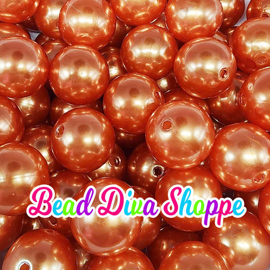 20mm - ORANGE - Pearl Chunky Bubblegum Beads - Round Acrylic Beads for Diy and Jewelry Making Supplies