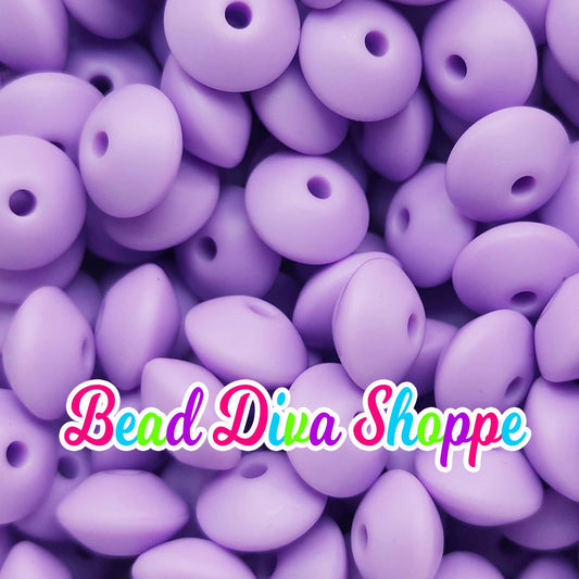 Set of 20 - LIGHT PURPLE - 12mm Silicone Lentil Beads - DIY Jewelry Making - Beaded Pens - Keychains - Bracelets