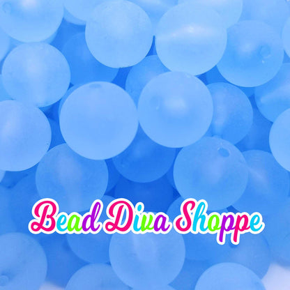 20mm - BLUE - Transparent Matte Solid Beads - Acrylic Beads for Diy - Jewelry Making Supplies - Keychains - Beaded Pens