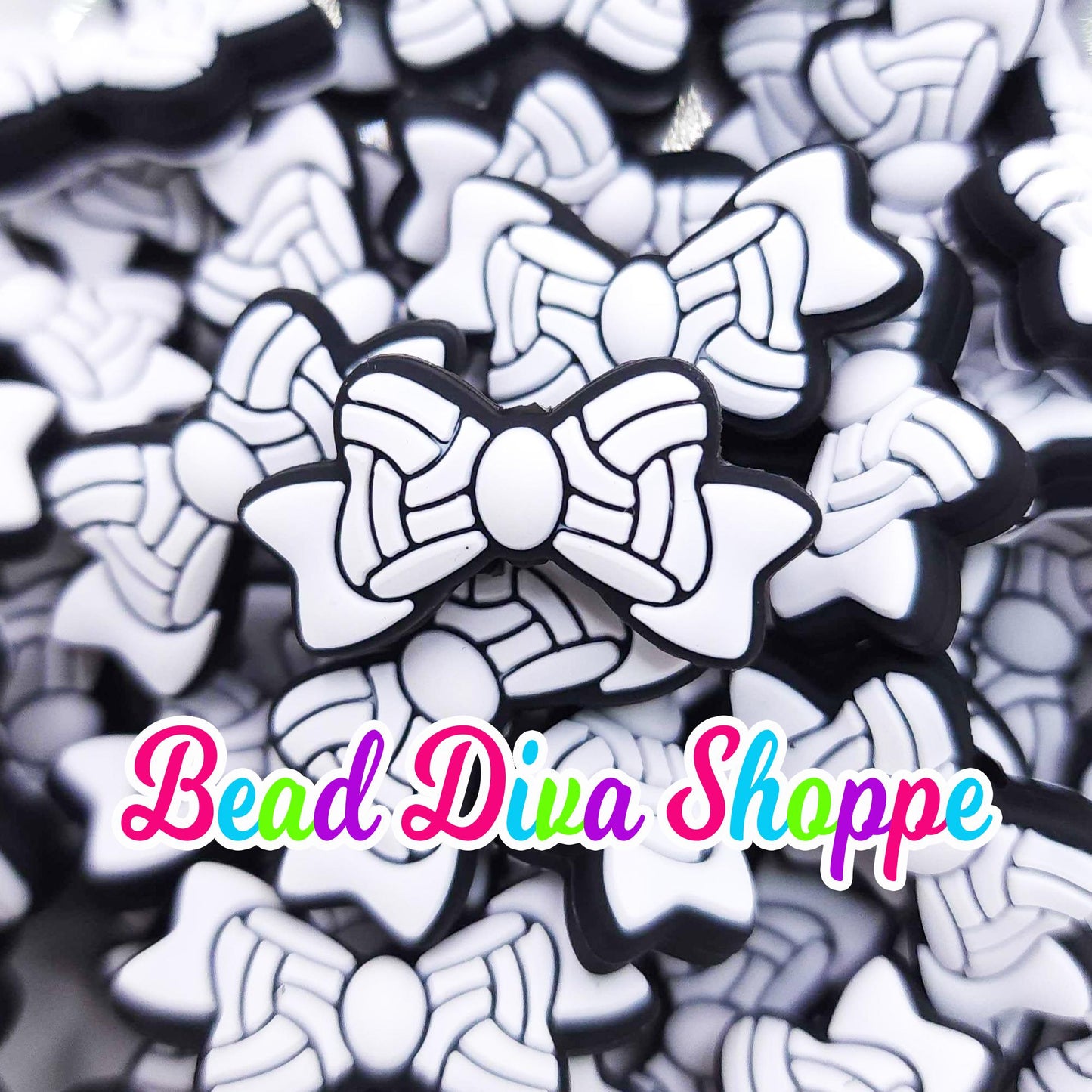 Set of 2 - 14mm X 27mm - VOLLEYBALL BOW - Focal  Beads - DIY Jewelry Making - Beaded Pens - Keychains - Bracelets