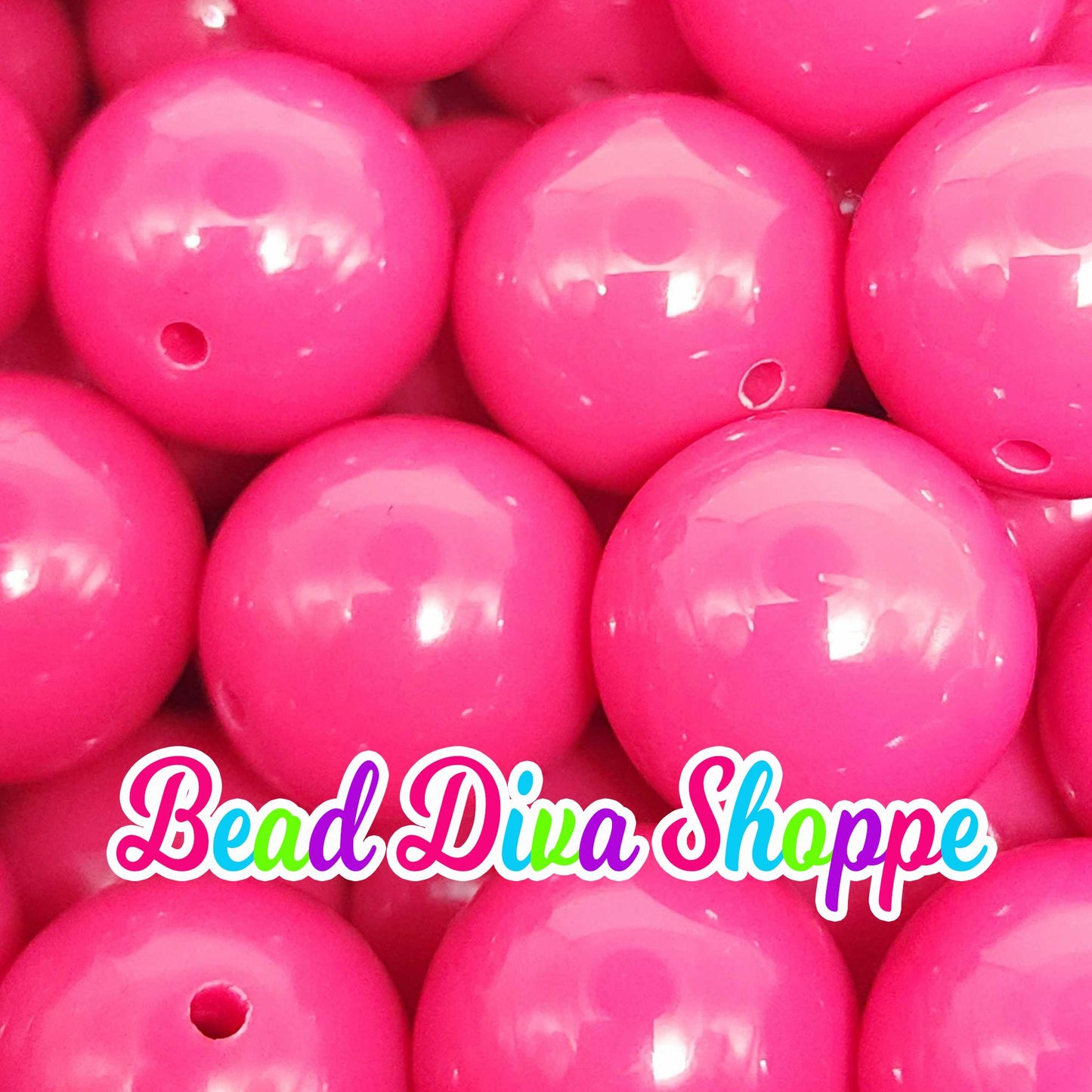 20mm - HOT PINK -  Solid  Beads - Bubblegum - Round Acrylic Beads for Diy and Jewelry Making Supplies