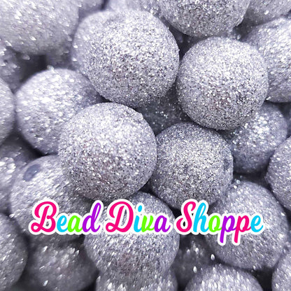 20mm - SILVER GLITTER DUST Beads - Acrylic Beads for Diy - Jewelry Making Supplies - Keychains - Beaded Pens