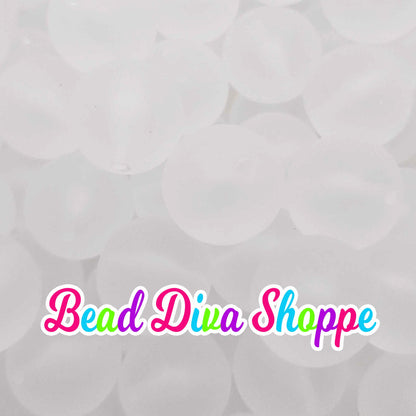 20mm - WHITE - Transparent Matte Solid Beads - Acrylic Beads for Diy - Jewelry Making Supplies - Keychains - Beaded Pens