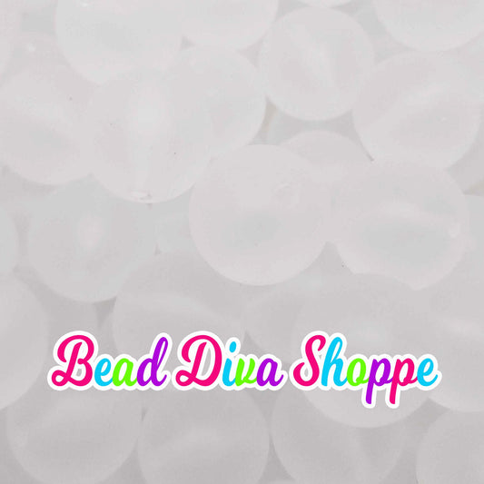 20mm - WHITE - Transparent Matte Solid Beads - Acrylic Beads for Diy - Jewelry Making Supplies - Keychains - Beaded Pens