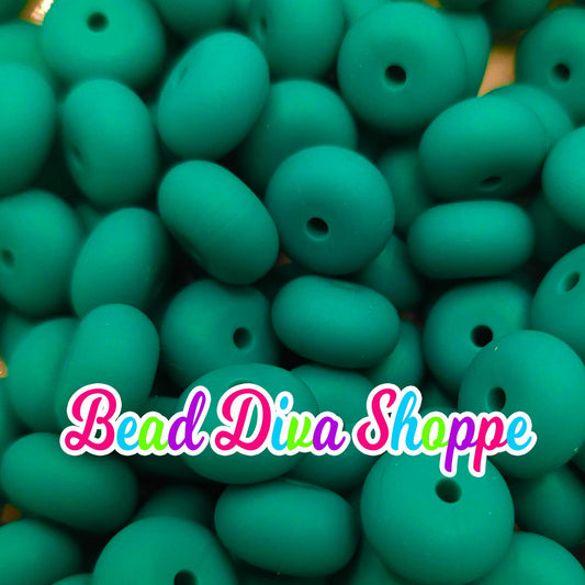 Set of 10 - DARK GREEN - 14mm Silicone Abacus Beads - DIY Jewelry Making - Beaded Pens - Keychains - Bracelets