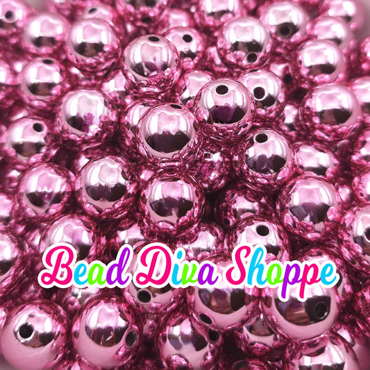 Set of 10 - 16mm - PINK - UV - Beads- Bubblegum - Chunky - Round Acrylic Beads for Diy and Jewelry Supplies