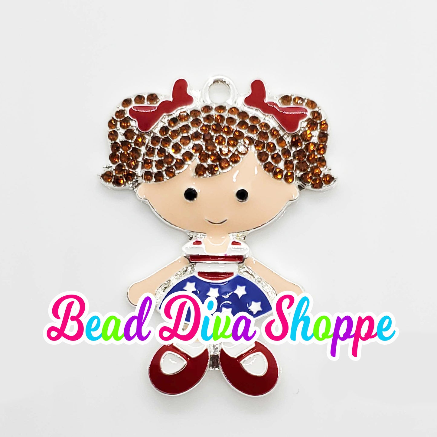 45mm x 33mm - USA GIRL w/RHINESTONES - Pendants for Diy and Jewelry Making Supplies