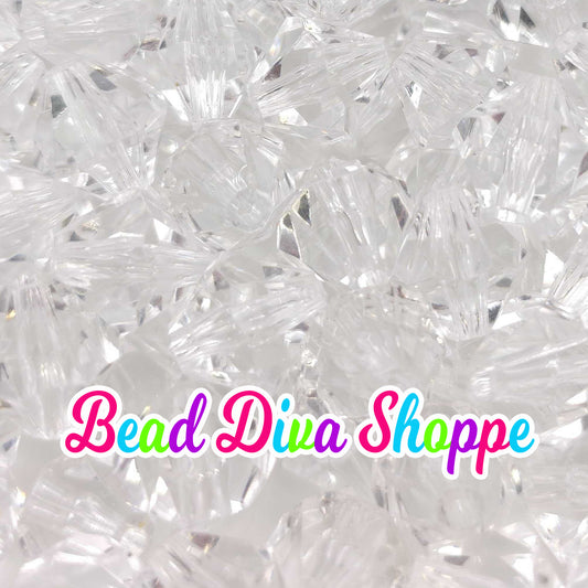 Set of 10 - 14mm - CLEAR - Transparent Faceted BICONE Beads for Diy and Jewelry Making Supplies
