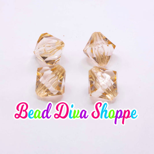 Set of 10 - 14mm - CHAMPAGNE - Transparent Faceted BICONE Beads for Diy and Jewelry Making Supplies