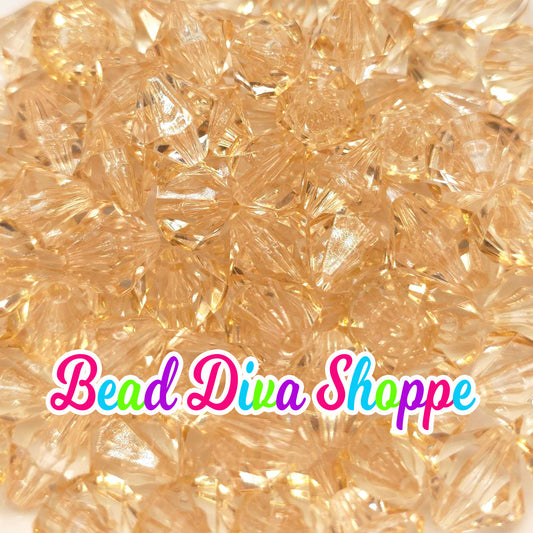 Set of 10 - 14mm - CHAMPAGNE - Transparent Faceted BICONE Beads for Diy and Jewelry Making Supplies