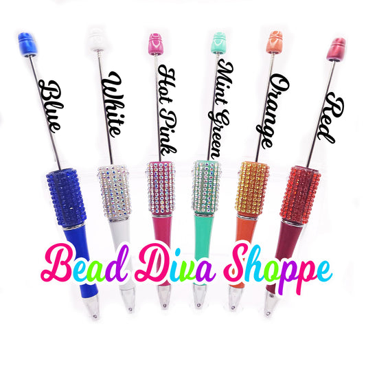Set of 2 - RHINESTONE PENS- 11 Colors to Choose From - Beadable Pens - Colorful - Supplies - Craft Supplies - Gifts - Beadable Items