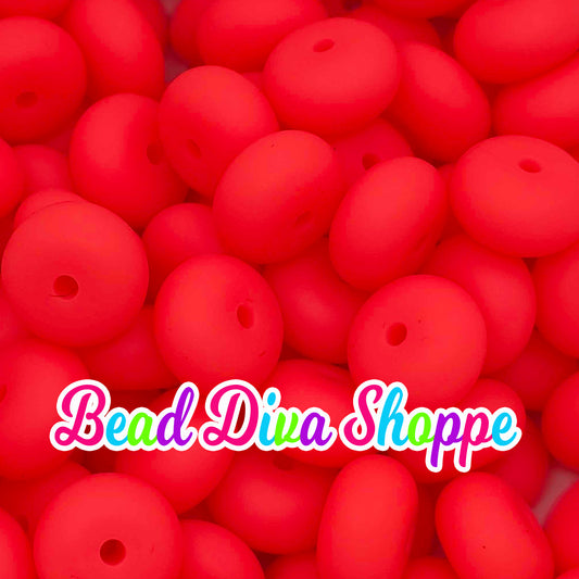14mm - Set of 10 - NEON PINK - Abacus Rondelle Round Loose Spacer Beads