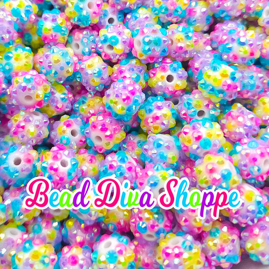 Set of 10 -  12mm - HOT PINK Pastels RHINESTONE Ab - Beads for Diy and Jewelry Making Supplies - Keychains - Beaded Pens