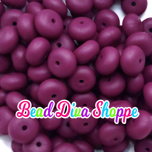 Set of 10 - BURGUNDY WINE - 14mm Silicone Abacus Beads - DIY Jewelry Making - Beaded Pens - Keychains - Bracelets