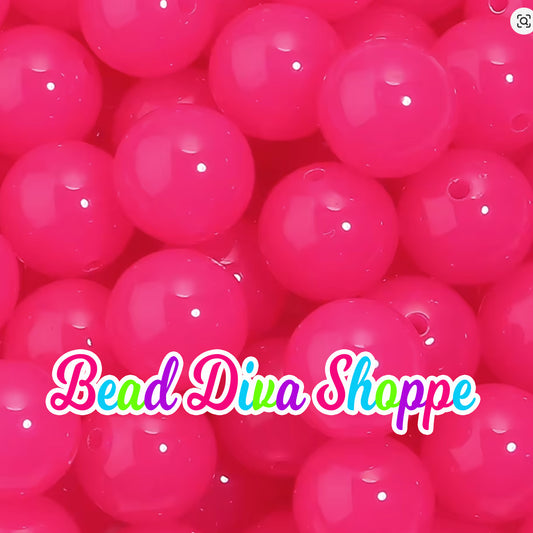 Set of 10 - 16mm - HOT PINK JELLY Beads - Acrylic Beads- Bubblegum - Chunky - Round Acrylic Beads for Diy and Jewelry Supplies