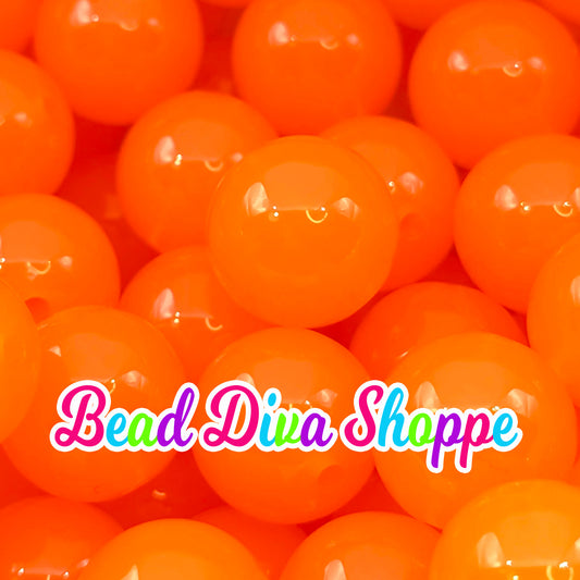 Set of 10 - 16mm - ORANGE JELLY Beads - Acrylic Beads- Bubblegum - Chunky - Round Acrylic Beads for Diy and Jewelry Supplies