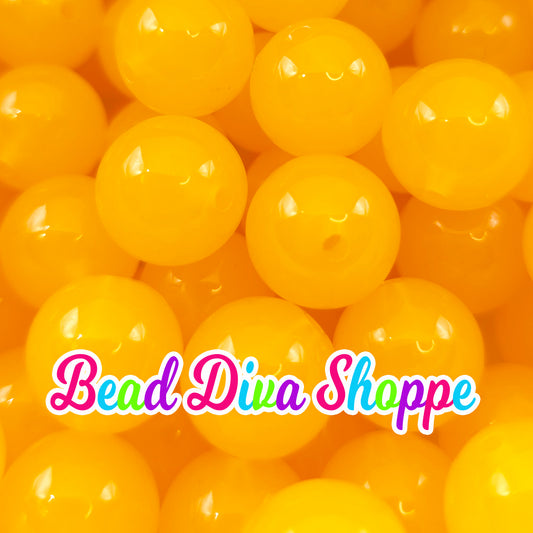 Set of 10 - 16mm - YELLOW JELLY Beads - Acrylic Beads- Bubblegum - Chunky - Round Acrylic Beads for Diy and Jewelry Supplies