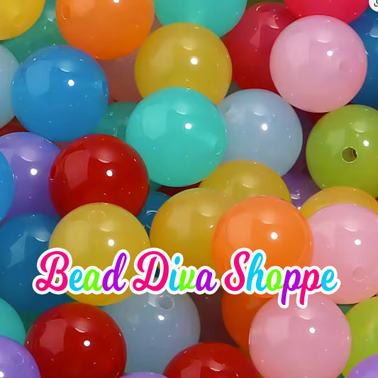 Set of 10 - 16mm - Color MIX JELLY Beads - Acrylic Beads- Bubblegum - Chunky - Round Acrylic Beads for Diy and Jewelry Supplies