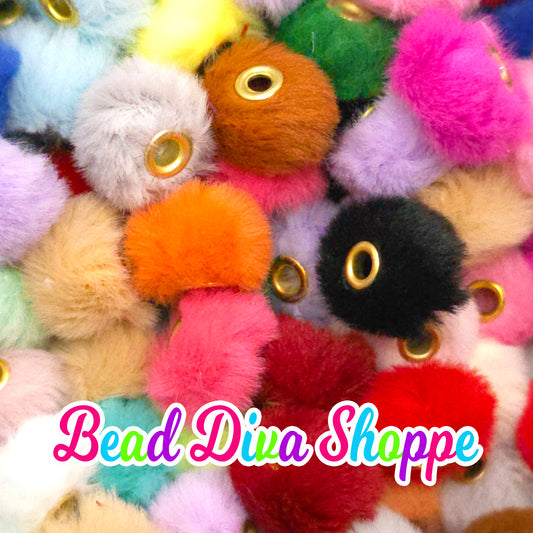 Set of 10 - 25mm - MIX - FUZZY PUFF - Spacer Beads - Diy Jewelry Making - Beaded Pens - Keychains - Bracelets
