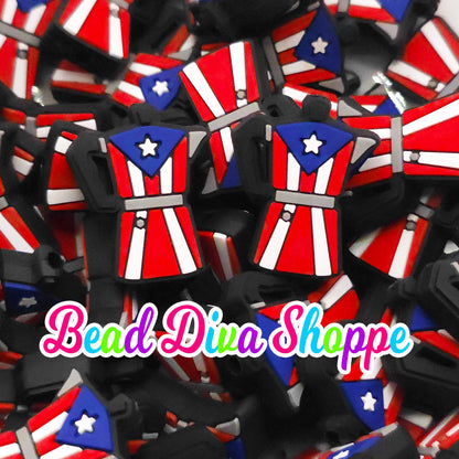 Set of 2 - 30mm x 24mm - PUERTO RICO Coffee Pot - Focal  Beads - DIY Jewelry Making - Beaded Pens - Keychains - Bracelets