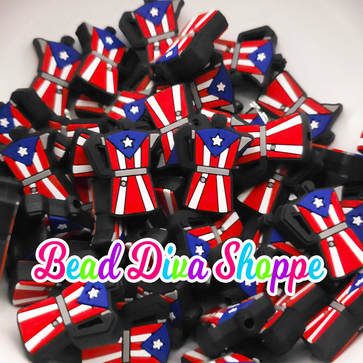 Set of 2 - 30mm x 24mm - PUERTO RICO Coffee Pot - Focal  Beads - DIY Jewelry Making - Beaded Pens - Keychains - Bracelets