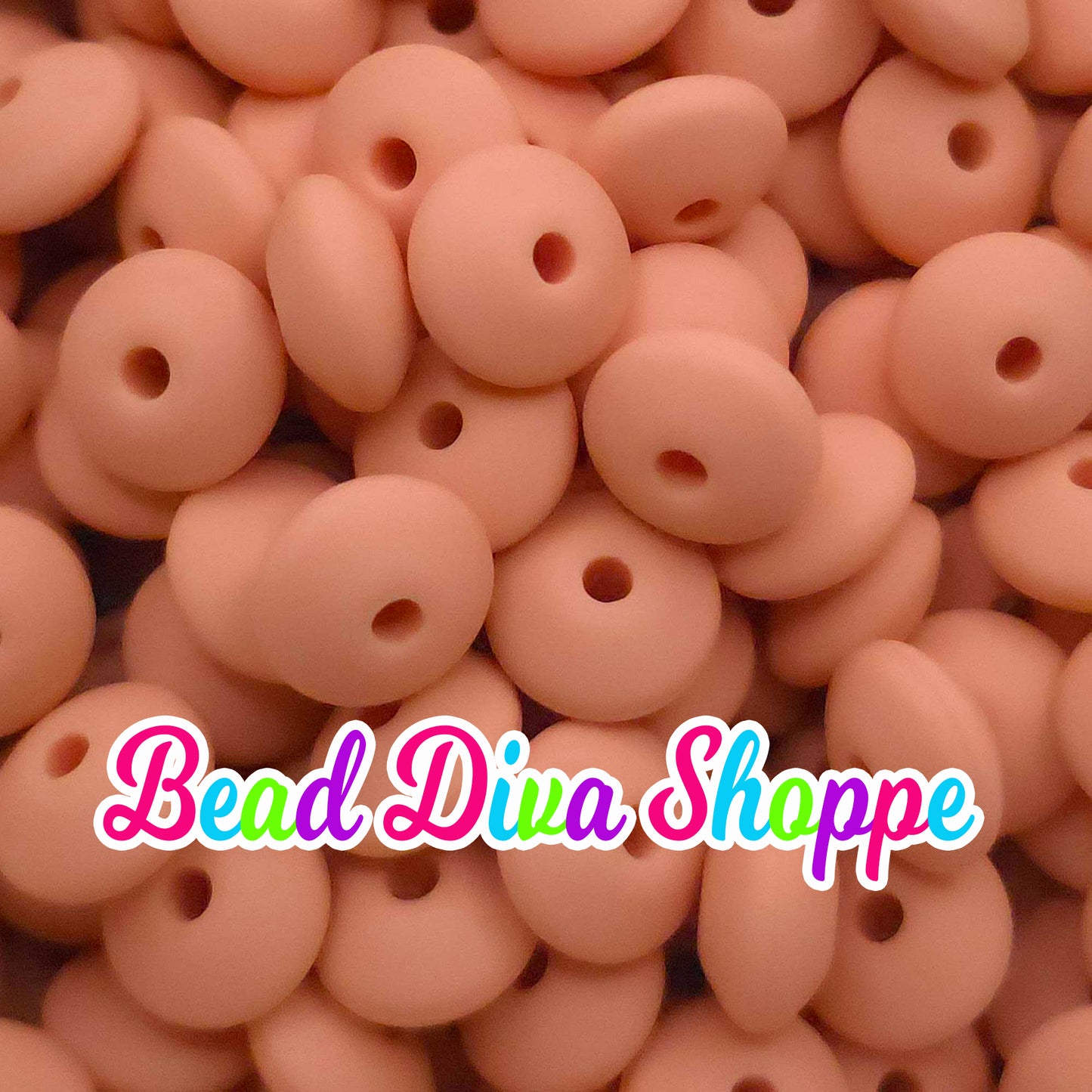 Set of 20 - PEACH- 12mm Silicone Lentil Beads - DIY Jewelry Making - Beaded Pens - Keychains - Bracelets