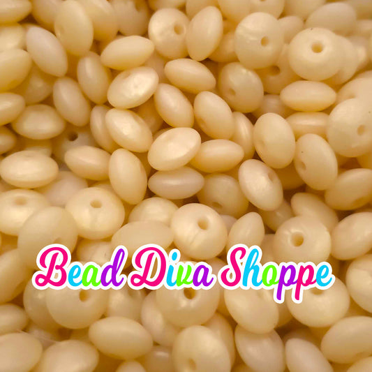 Set of 20 - Light Metallic Pearl Gold - 12mm Silicone Lentil Beads - DIY Jewelry Making - Beaded Pens - Keychains - Bracelets