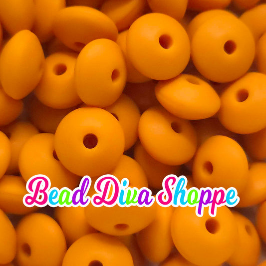 Set of 20 - MANGO- 12mm Silicone Lentil Beads - DIY Jewelry Making - Beaded Pens - Keychains - Bracelets