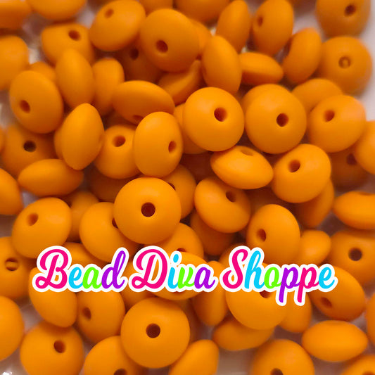 Set of 20 - MANGO- 12mm Silicone Lentil Beads - DIY Jewelry Making - Beaded Pens - Keychains - Bracelets