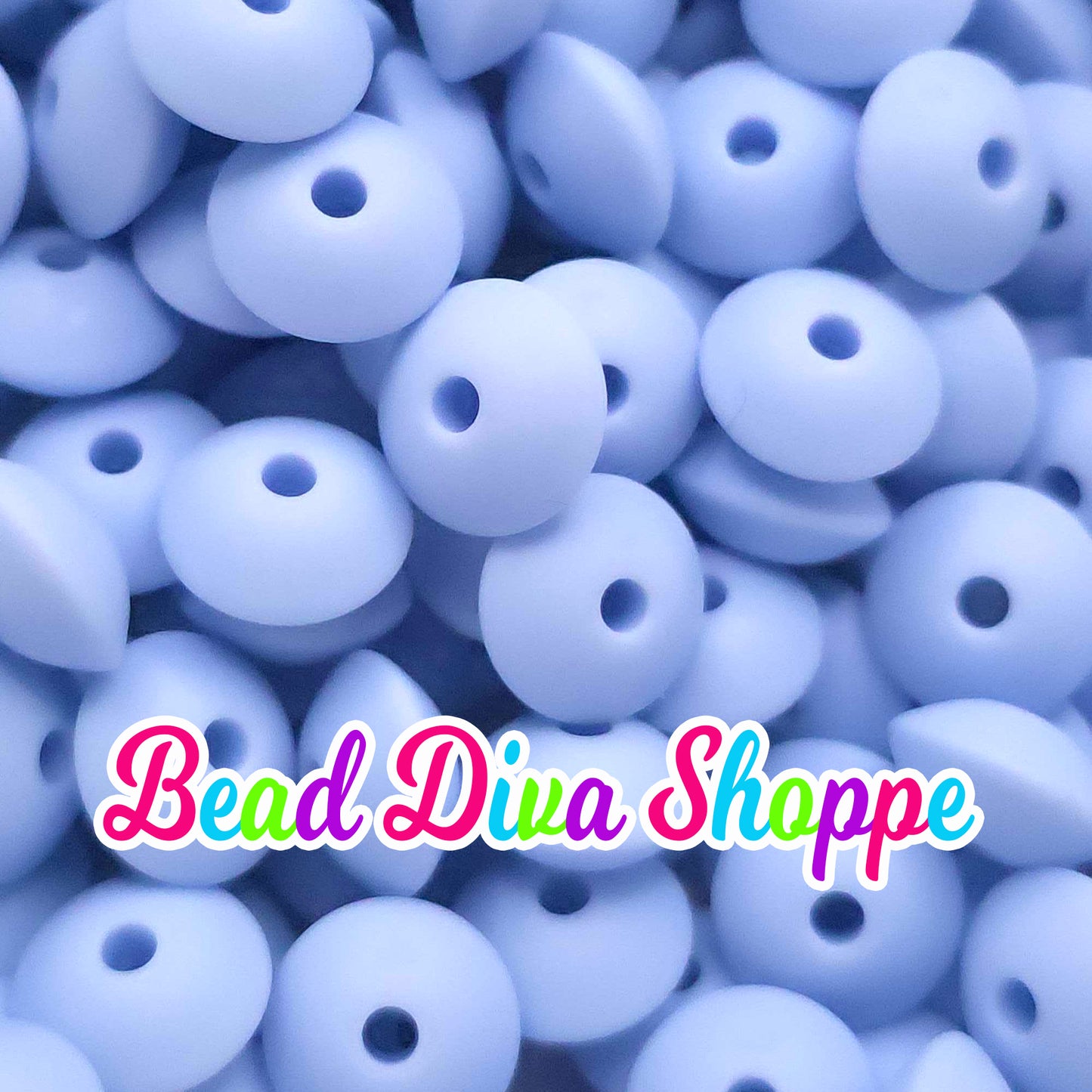 Set of 20 - POWDER BLUE - 12mm Silicone Lentil Beads - DIY Jewelry Making - Beaded Pens - Keychains - Bracelets