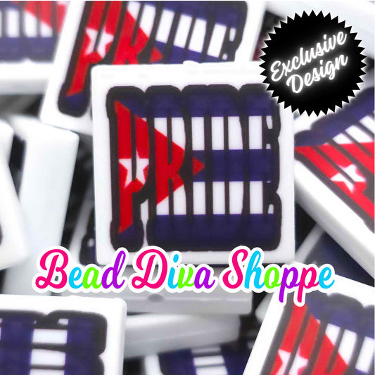 EXCLUSIVE - Set of 2 - 28mmX28mm - CUBA PRIDE - Focal  Beads - Diy Jewelry Making - Beaded Pens - Keychains - Bracelets
