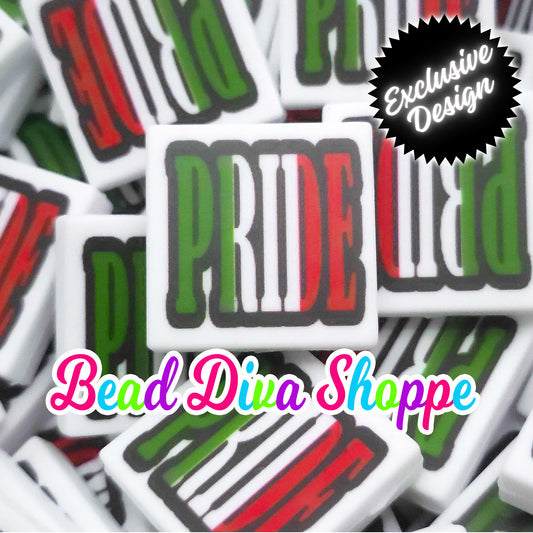 EXCLUSIVE - Set of 2 - 28mmX28mm - ITALIAN PRIDE - Focal  Beads - Diy Jewelry Making - Beaded Pens - Keychains - Bracelets