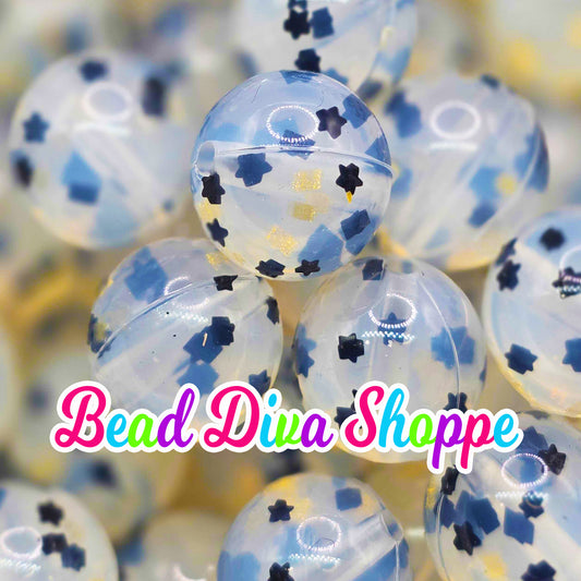 Set of 10 - 15mm - BLACK STARS with GOLD Confetti - Solid Jelly Silicone Beads - Diy Jewelry Making - Beaded Pens - Keychains - Bracelets