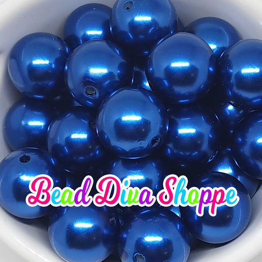 20mm - BLUE - Pearl Chunky Bubblegum Beads - Round Acrylic Beads for Diy and Jewelry Making Supplies