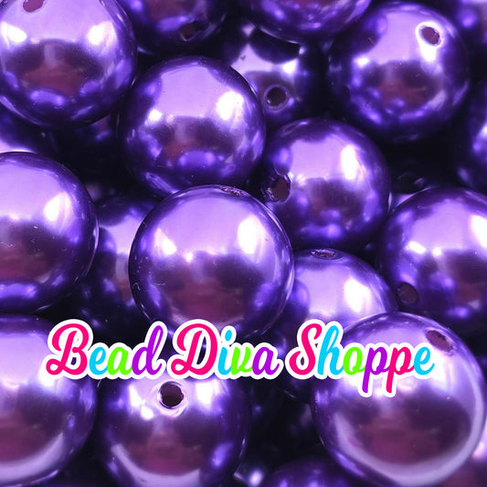 20mm - MEDIUM PURPLE - Pearl Chunky Bubblegum Beads - Round Acrylic Beads for Diy and Jewelry Making Supplies
