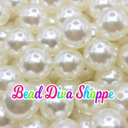 20mm - WHITE - Pearl Chunky Bubblegum - Round Acrylic Beads for Diy and Jewelry Making Supplies