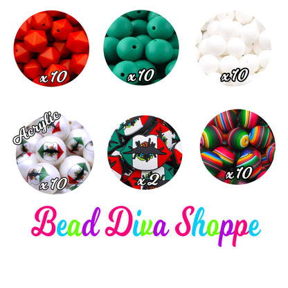 Set of 50 - 15mm - MEXICAN KISS MIX - Silicone Acrylic Beads - Diy Jewelry Making - Beaded Pens - Keychains - Bracelets