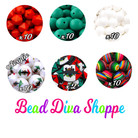 Set of 50 - 15mm - MEXICAN KISS MIX - Silicone Acrylic Beads - Diy Jewelry Making - Beaded Pens - Keychains - Bracelets