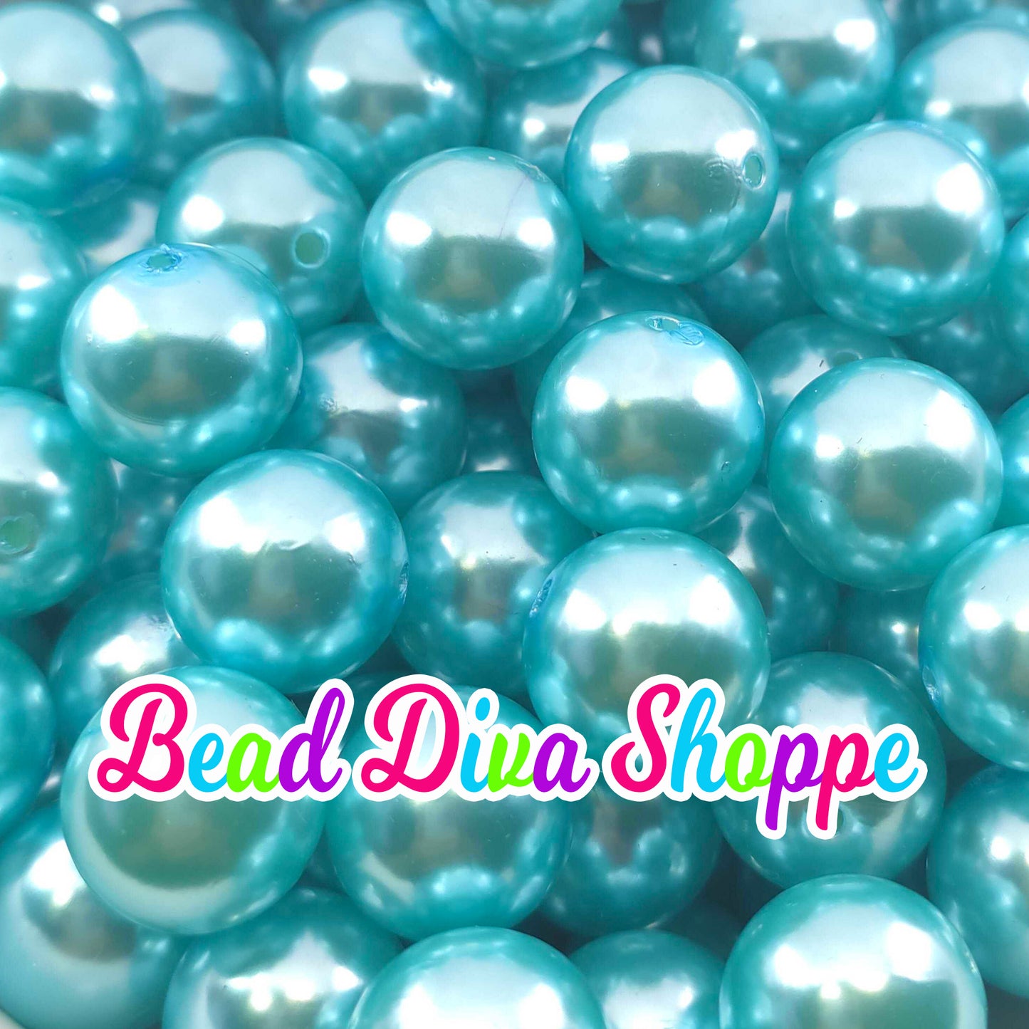 20mm - LIGHT AQUA PEARL - Chunky Bubblegum Beads - Round Acrylic Beads for Diy and Jewelry Making Supplies