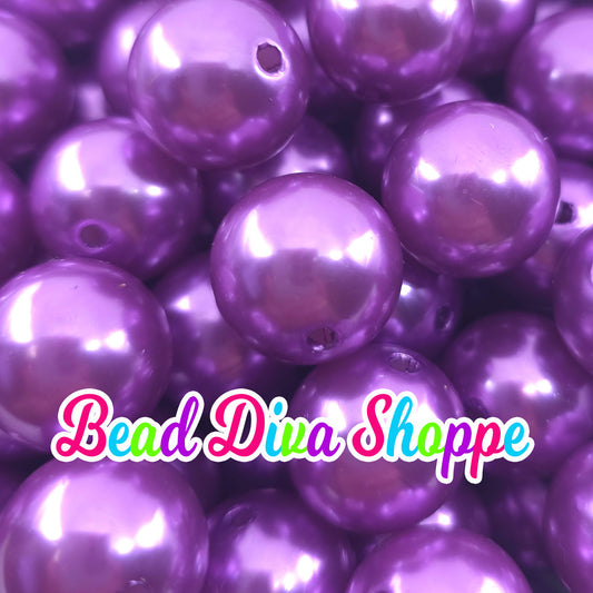 20mm - ELECTRIC LILAC PEARL - Chunky Bubblegum Beads - Round Acrylic Beads for Diy and Jewelry Making Supplies